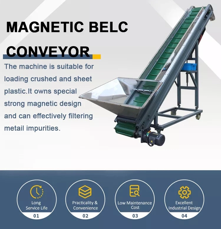Magnet Convey Belt Steel Belt Conveyor System Supplier for Plastic Granulator